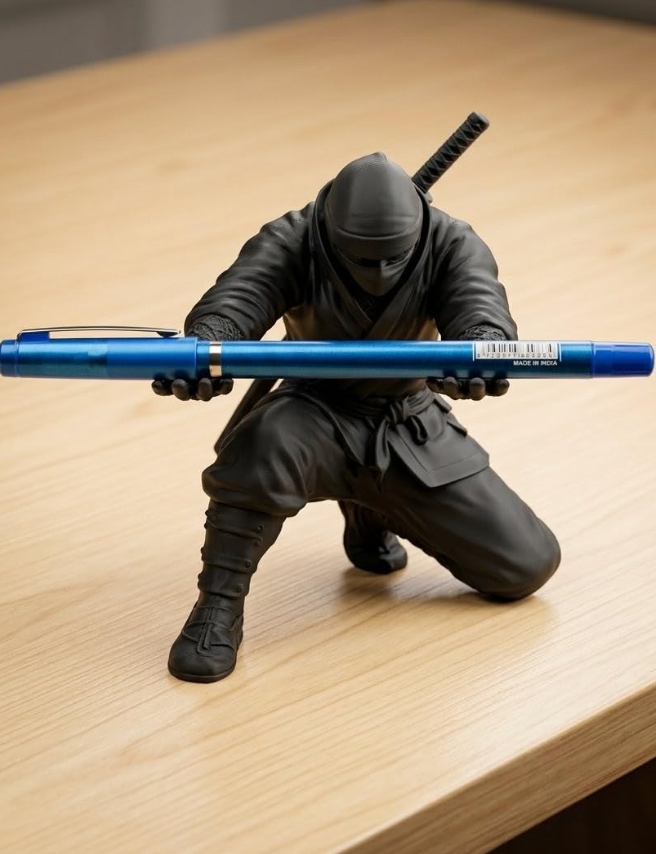 Ninja Warrior Pen Holder Action Figure BLK, 3D Printed Desk Organizer for Office and Study Table Decor
