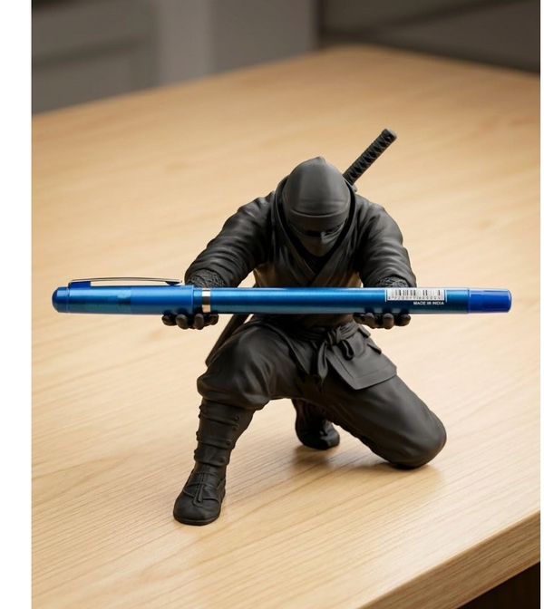 Ninja Warrior Pen Holder Action Figure BLK, 3D Printed Desk Organizer for Office and Study Table Decor